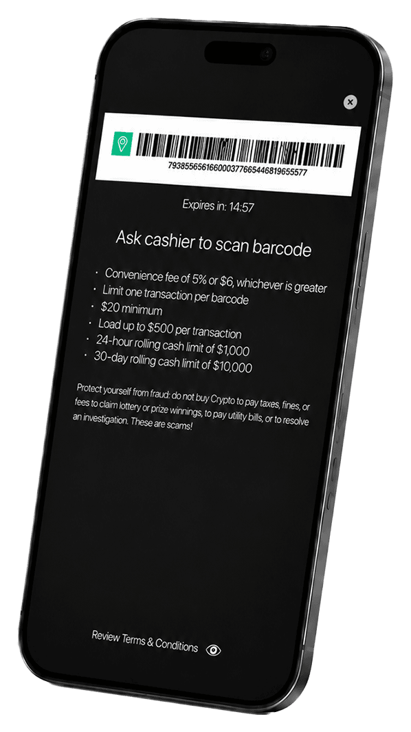 Show the barcode in your CoinZoom app for the cashier to scan